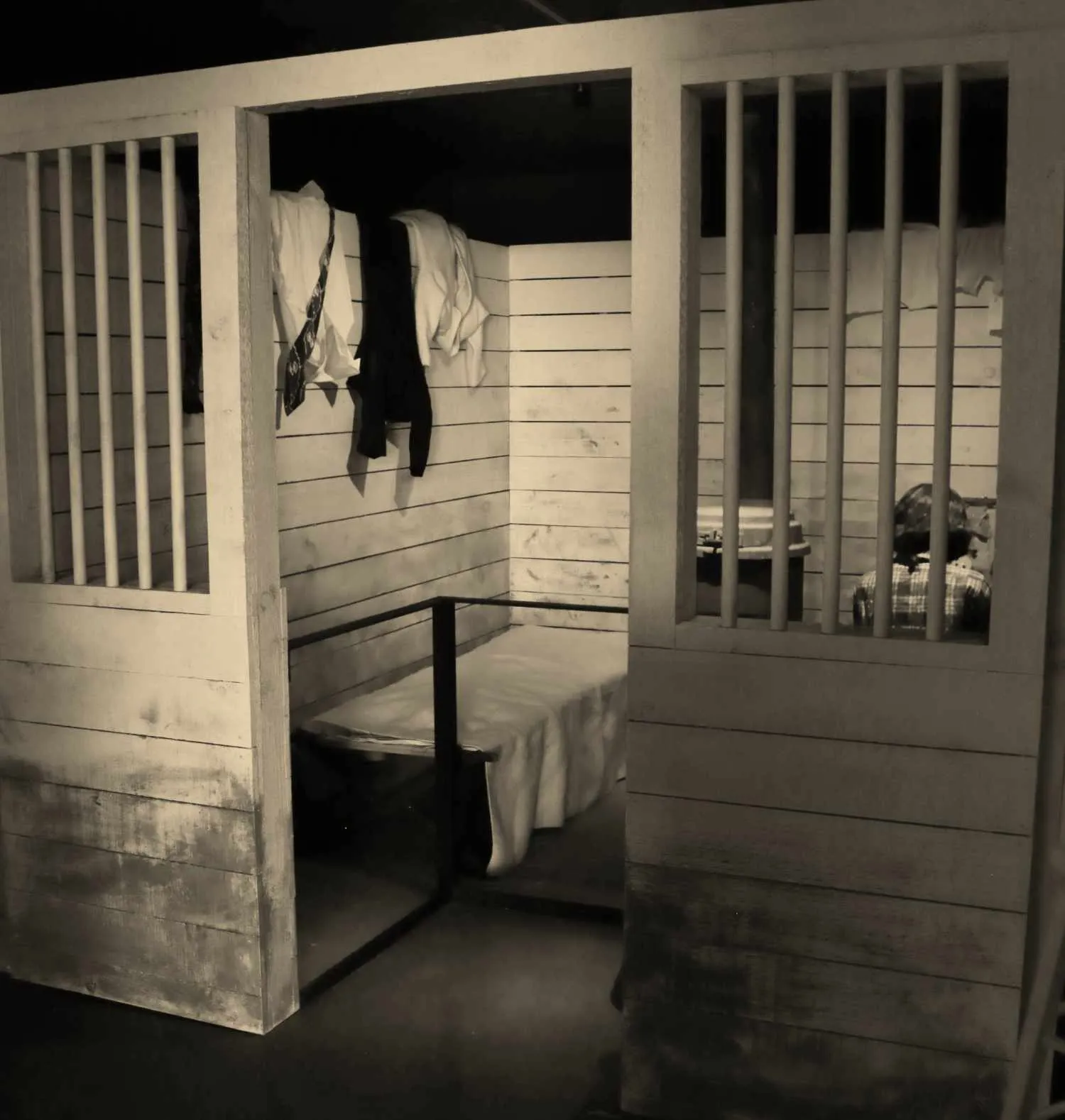 A mockup of the horse stalls used to house a family